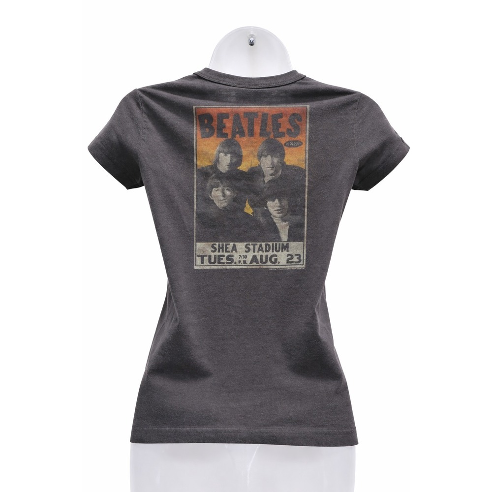 The Beatles Graphic T Shirt Womens Size S Gray Band T Shea Stadium Vintage Style - Picture 3 of 6